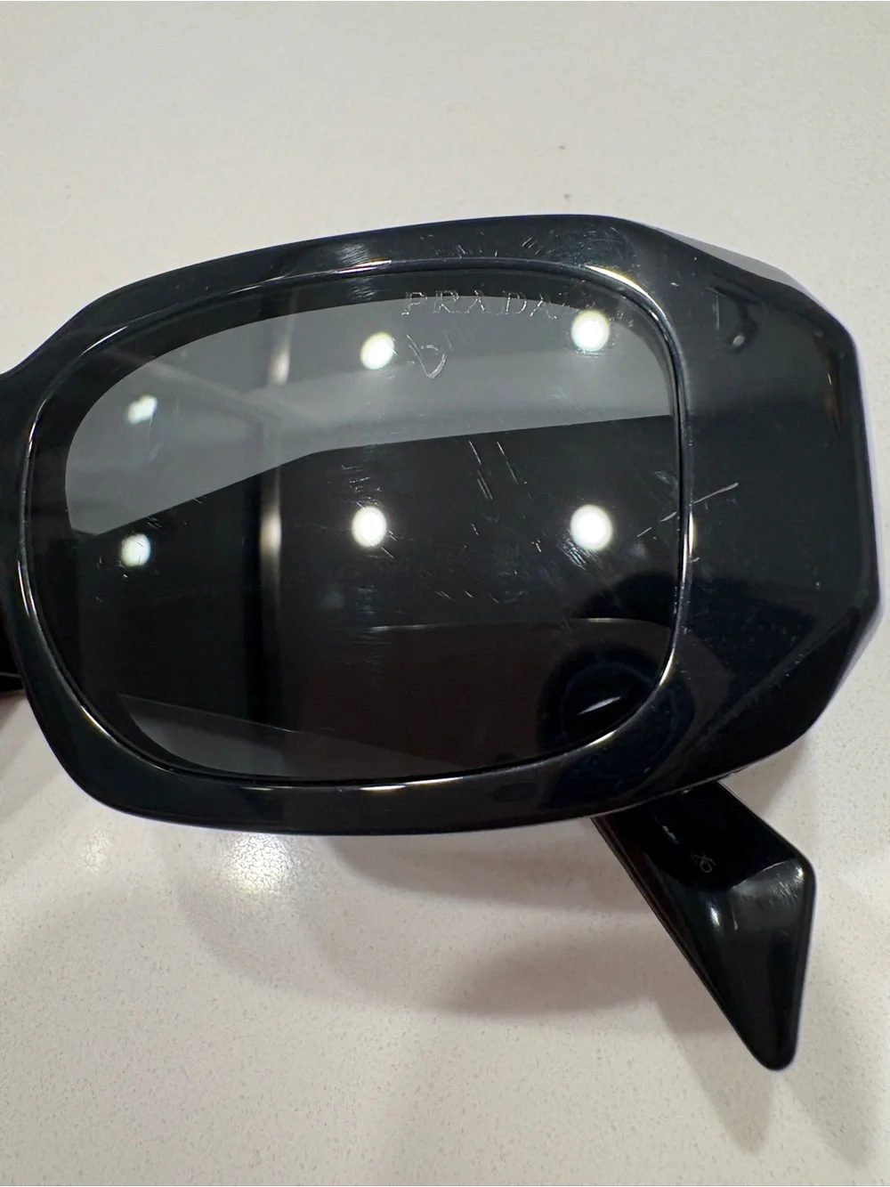 Prada Black Faceted Geometric Sunglasses